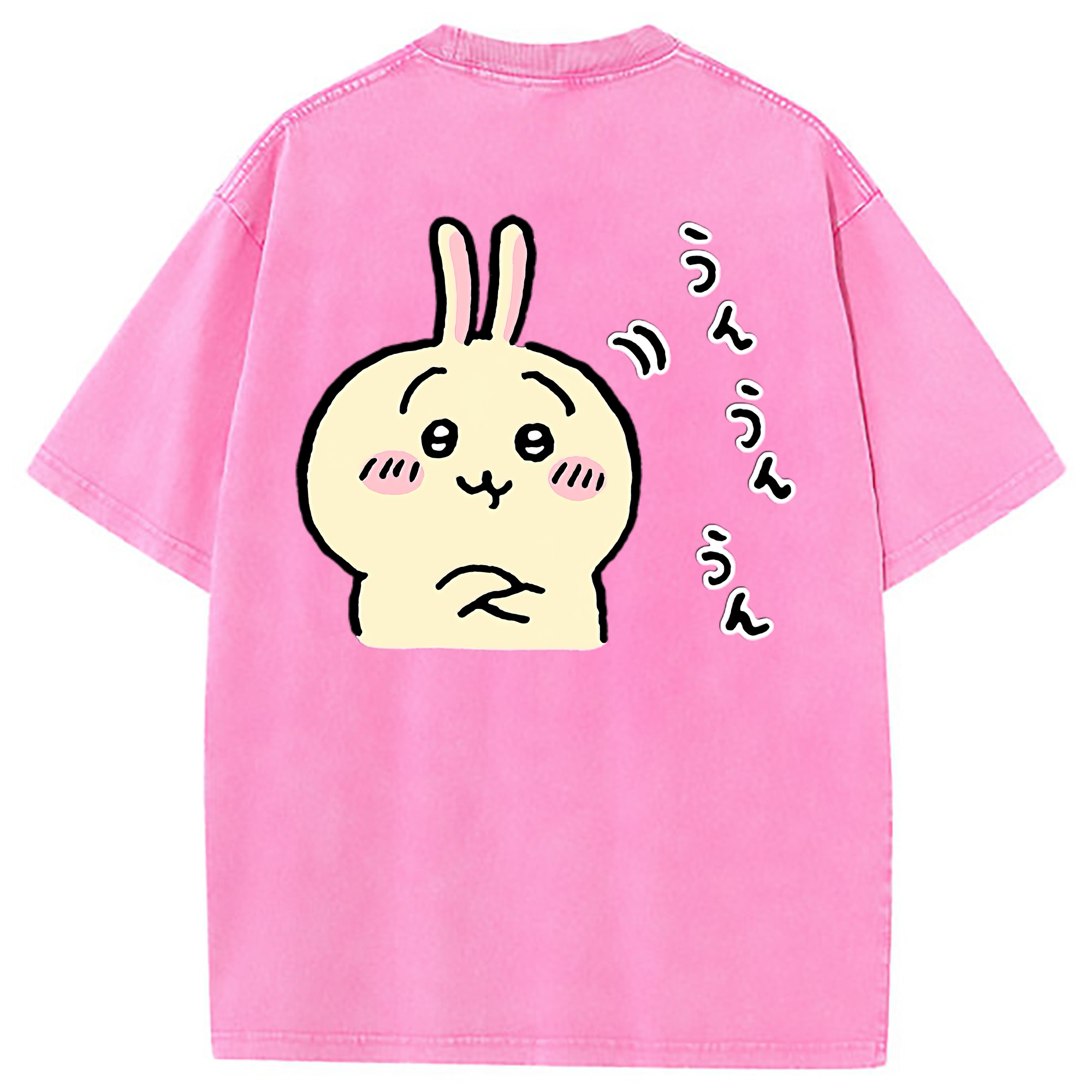 （画像用） ちいかわ うさぎ Chii-kawa usagi 綿100% ヴィンテージ風 半袖Tシャツ（背面プリント）